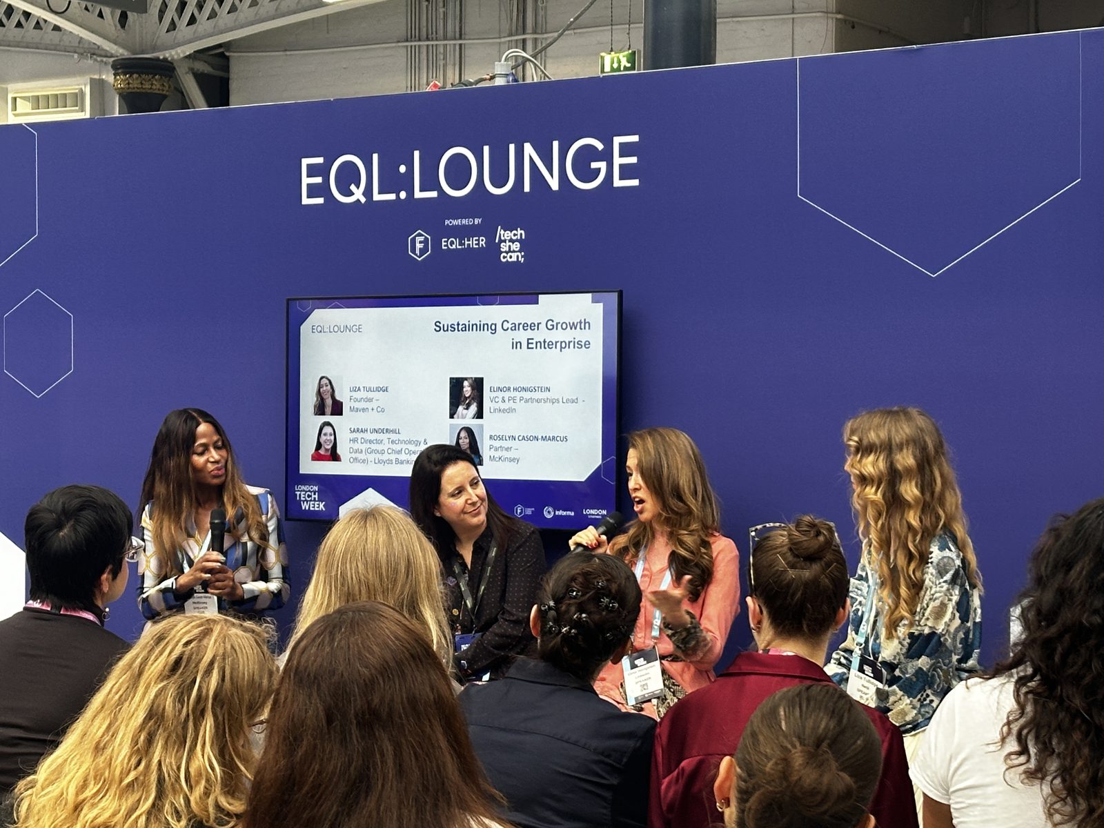 The Sustaining Career Growth in Enterprise panel and its speaker line-up on screen